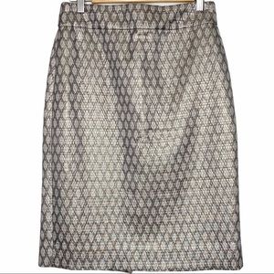 J Crew Silver Metallic Midi Skirt Size 6